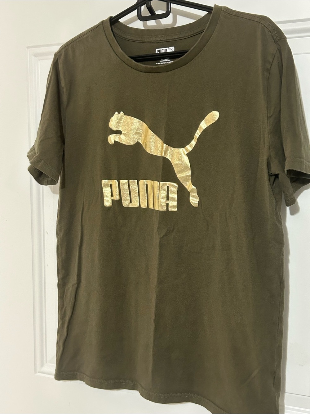 Puma Olive Green Tee with Metallic Gold Logo